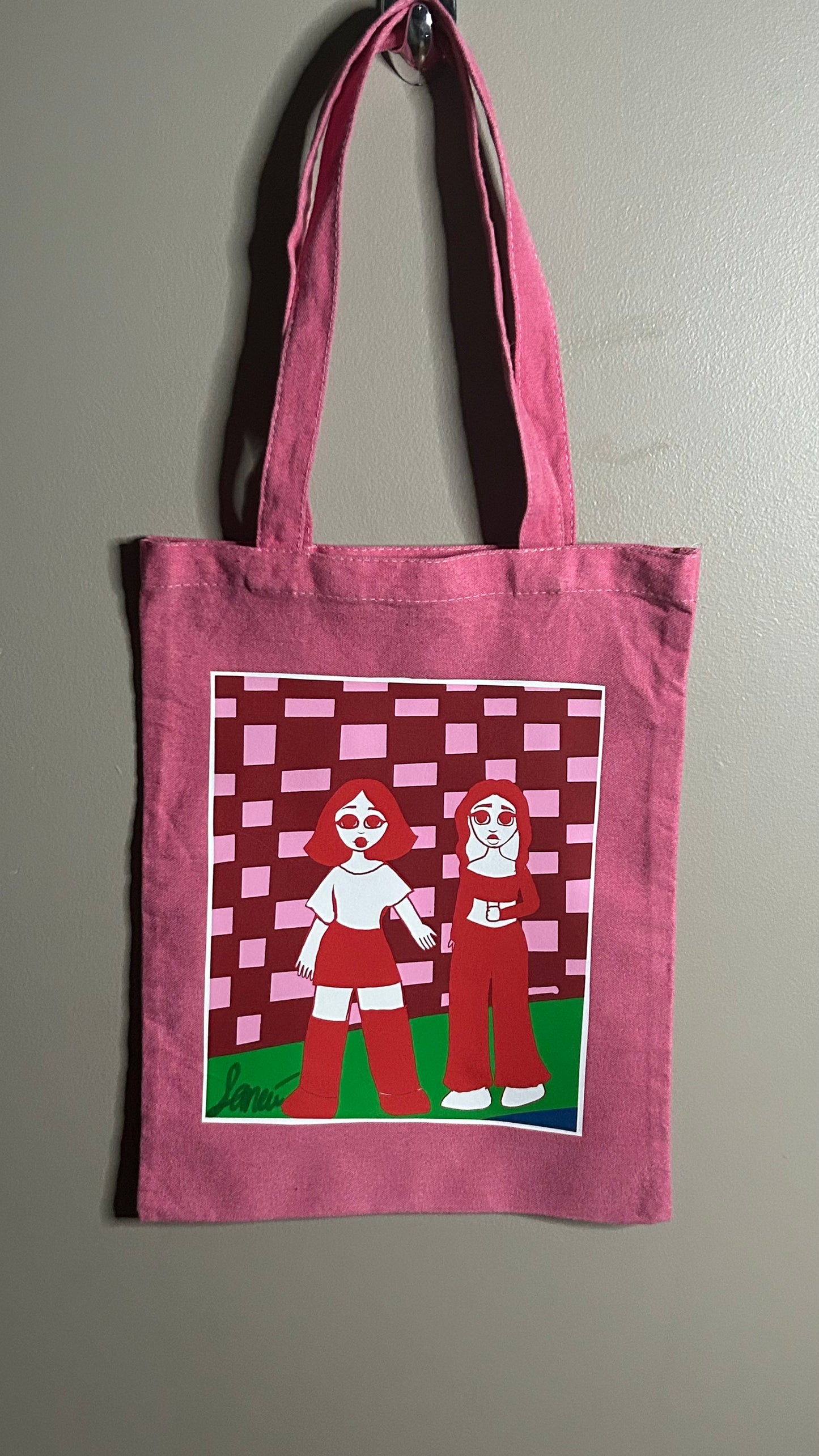 Late Night Stroll Tote Bag-Strawberry Red